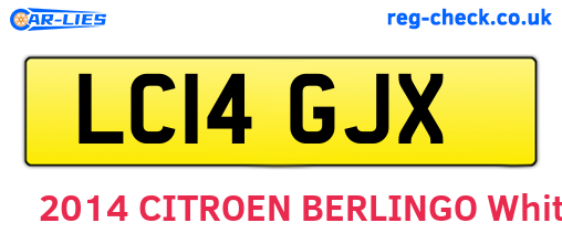 LC14GJX are the vehicle registration plates.