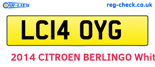 LC14OYG are the vehicle registration plates.
