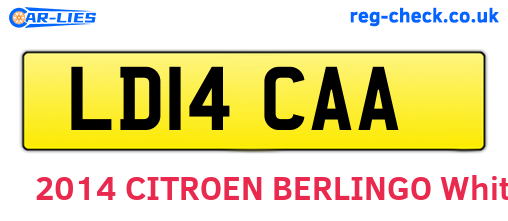LD14CAA are the vehicle registration plates.