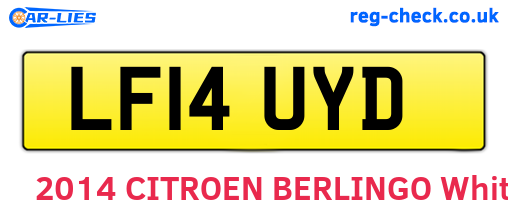 LF14UYD are the vehicle registration plates.