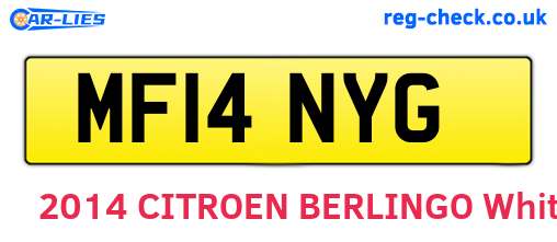MF14NYG are the vehicle registration plates.