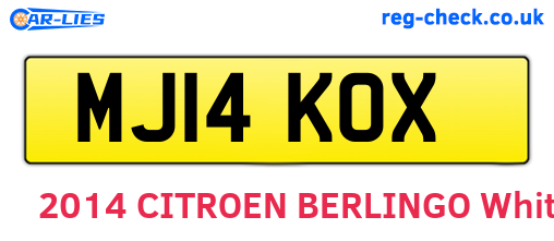 MJ14KOX are the vehicle registration plates.