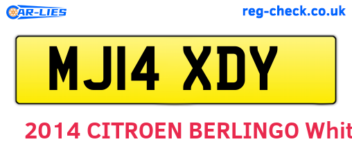 MJ14XDY are the vehicle registration plates.