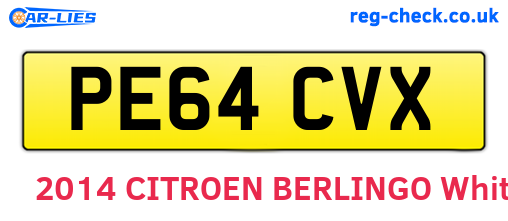 PE64CVX are the vehicle registration plates.