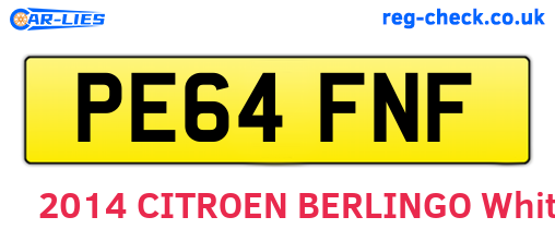 PE64FNF are the vehicle registration plates.