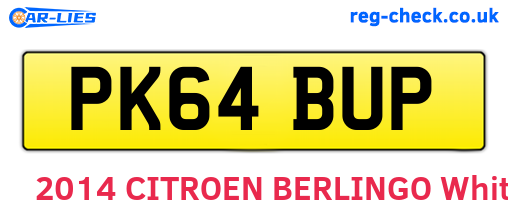 PK64BUP are the vehicle registration plates.