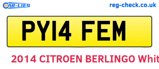 PY14FEM are the vehicle registration plates.
