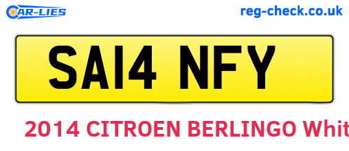 SA14NFY are the vehicle registration plates.