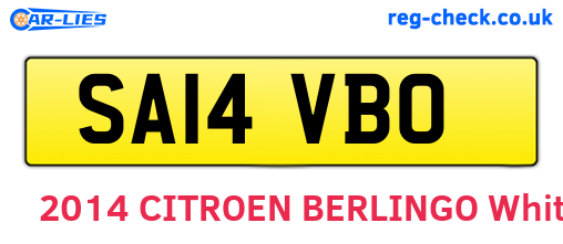 SA14VBO are the vehicle registration plates.