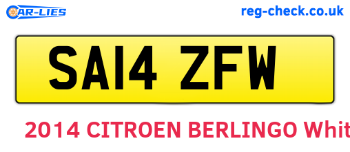 SA14ZFW are the vehicle registration plates.