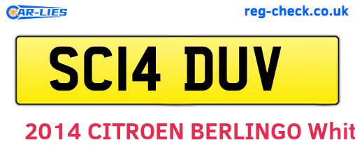 SC14DUV are the vehicle registration plates.
