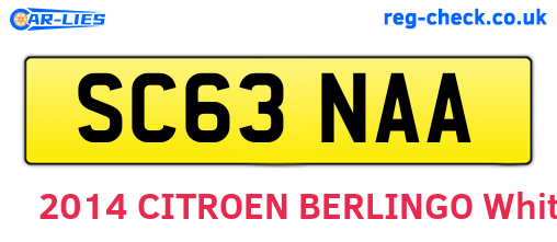 SC63NAA are the vehicle registration plates.