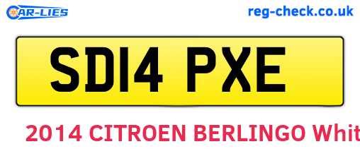 SD14PXE are the vehicle registration plates.