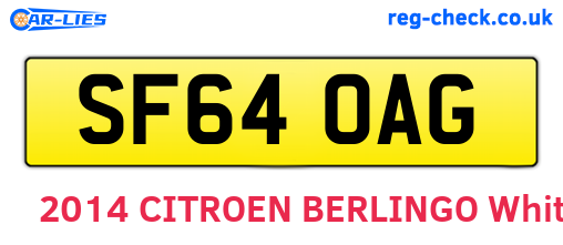 SF64OAG are the vehicle registration plates.