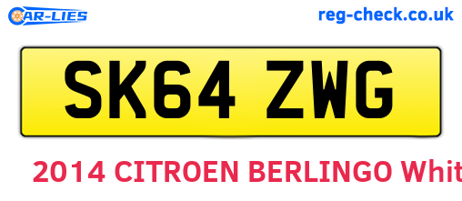 SK64ZWG are the vehicle registration plates.