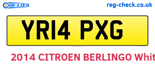 YR14PXG are the vehicle registration plates.
