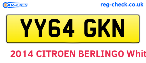 YY64GKN are the vehicle registration plates.