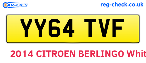 YY64TVF are the vehicle registration plates.