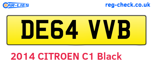 DE64VVB are the vehicle registration plates.
