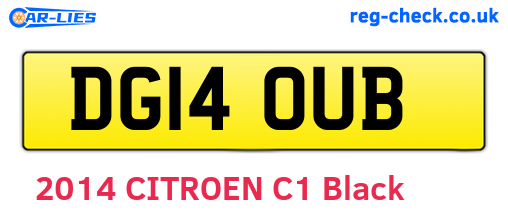 DG14OUB are the vehicle registration plates.