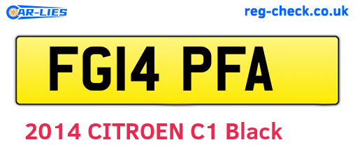 FG14PFA are the vehicle registration plates.