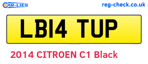 LB14TUP are the vehicle registration plates.
