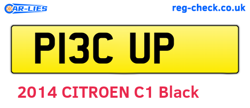 P13CUP are the vehicle registration plates.