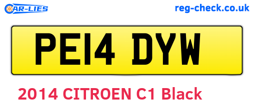 PE14DYW are the vehicle registration plates.