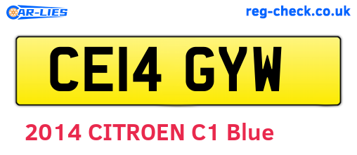 CE14GYW are the vehicle registration plates.