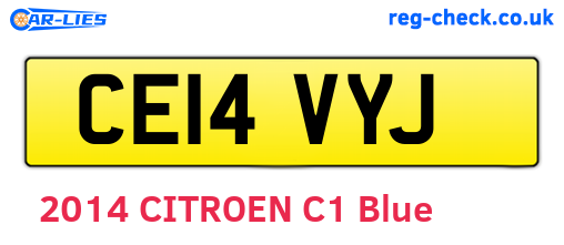 CE14VYJ are the vehicle registration plates.
