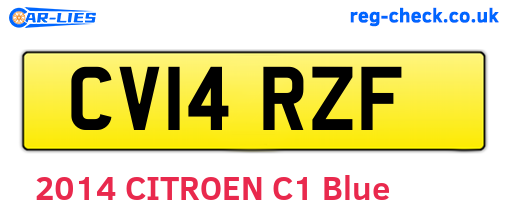 CV14RZF are the vehicle registration plates.