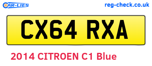 CX64RXA are the vehicle registration plates.