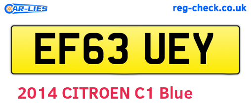 EF63UEY are the vehicle registration plates.