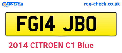 FG14JBO are the vehicle registration plates.