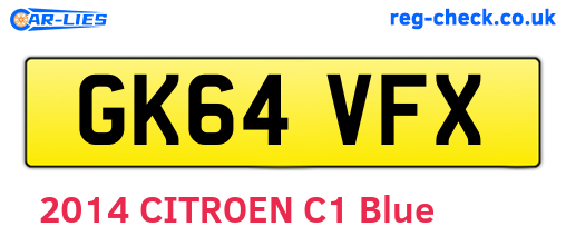 GK64VFX are the vehicle registration plates.