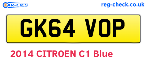 GK64VOP are the vehicle registration plates.