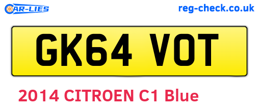 GK64VOT are the vehicle registration plates.