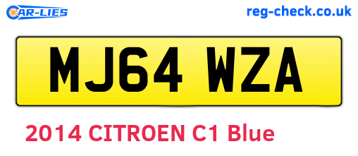 MJ64WZA are the vehicle registration plates.