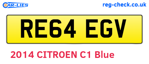 RE64EGV are the vehicle registration plates.