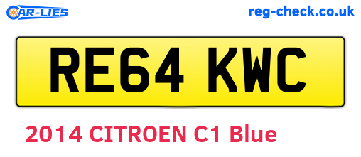 RE64KWC are the vehicle registration plates.