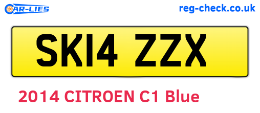 SK14ZZX are the vehicle registration plates.