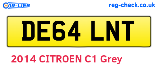 DE64LNT are the vehicle registration plates.