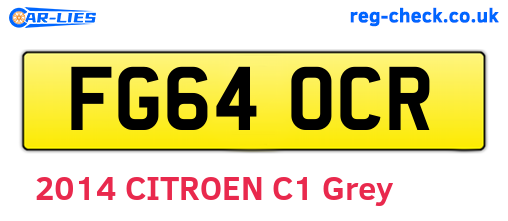 FG64OCR are the vehicle registration plates.