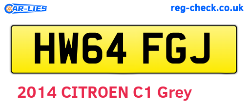HW64FGJ are the vehicle registration plates.