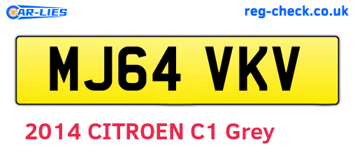 MJ64VKV are the vehicle registration plates.