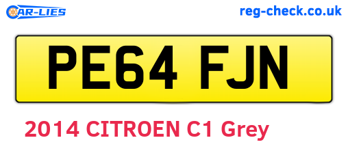 PE64FJN are the vehicle registration plates.