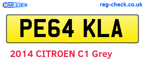 PE64KLA are the vehicle registration plates.