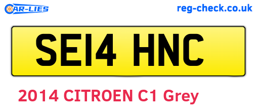 SE14HNC are the vehicle registration plates.