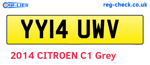 YY14UWV are the vehicle registration plates.
