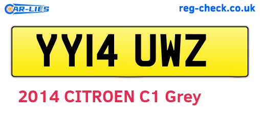 YY14UWZ are the vehicle registration plates.